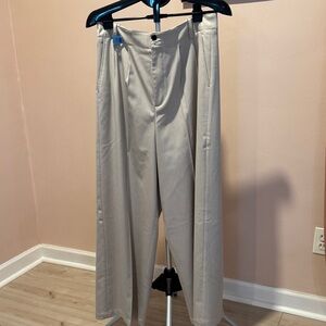 Madewell!!!  Women’s highwaist WIDELEG Light Gray Dress Pants